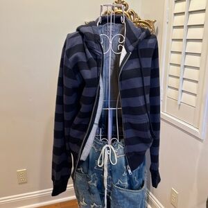 Brandy Melville black and blue (that’s what I see!) hooded zip up sweat shirt OS